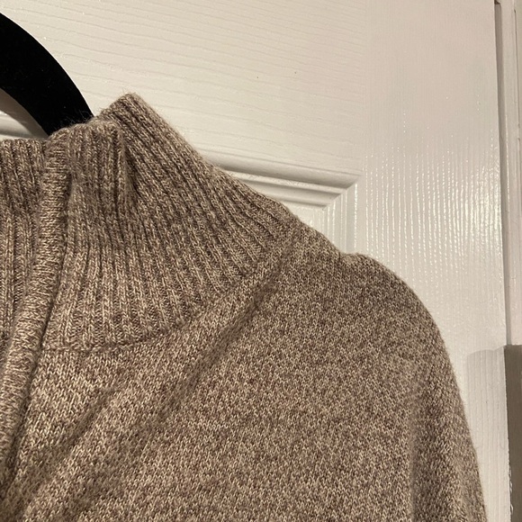 Dockers Mens Size L Brown Green Stripe Long Sleeve Mock Neck Quarter Zip Sweater - Picture 2 of 10